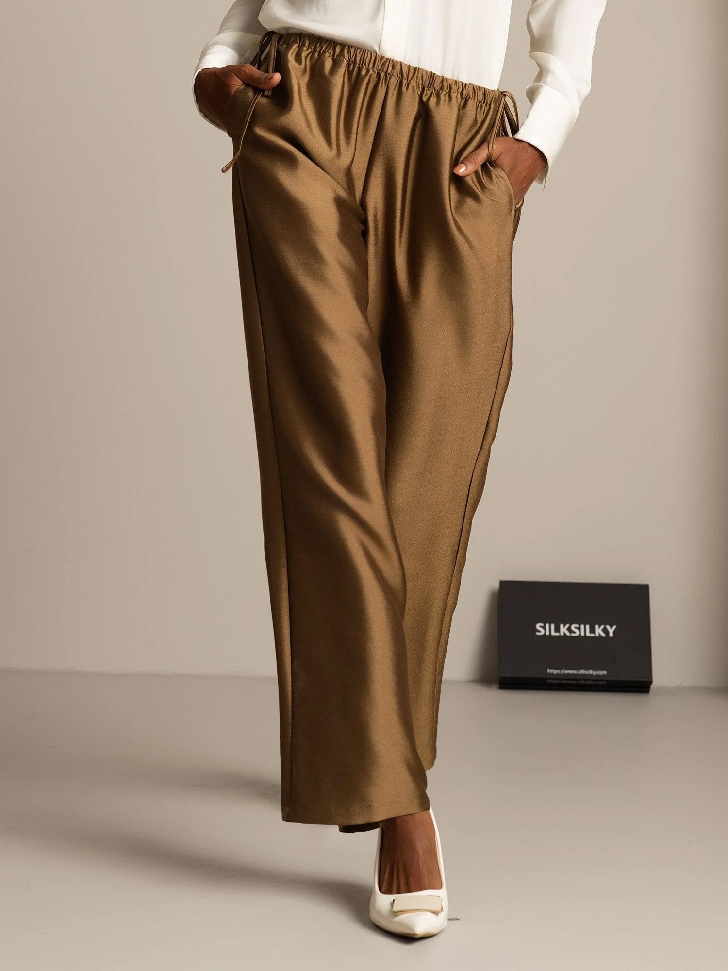 [Bronze] SilkSilky-AU 32Momme Wool Womens Pants 006,
