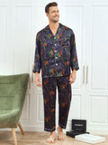 Pure Silk Men‘s Floral Printed Lapel Pajamas