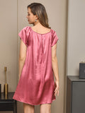 SilkSilky AU Pure Silk Cap Sleeve Tie Neck Nightgown PaleMauve 002