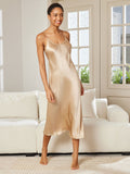 SilkSilky-AU Pure Silk Sleeveless Boat Neck Nightgown Champagne 004