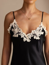 [Black] SilkSilky-AU Spaghetti Strap V Neck Dress 004