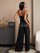 [Black] SilkSilky-AU Spaghetti Strap V Neck Camisole Set 002