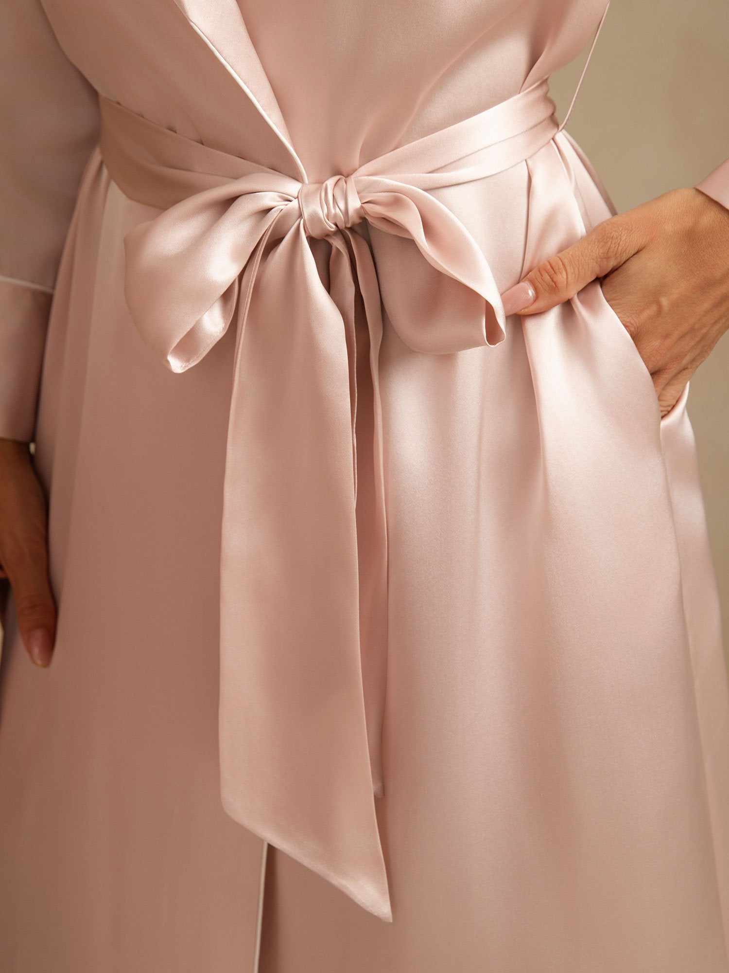 [Pink] SilkSilky-AU Pure Silk Collar Women's Dressing Gown 005