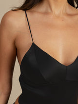 [Black] SilkSilky-AU Spaghetti Strap V Neck Camisole 004