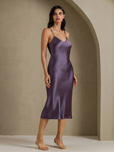 [Purple Gray] SilkSilky-AU Sleeveless V Neck Nightgown 003