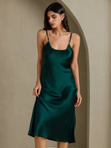[Dark Green] SilkSilky-AU Sleeveless V Neck Dress 001