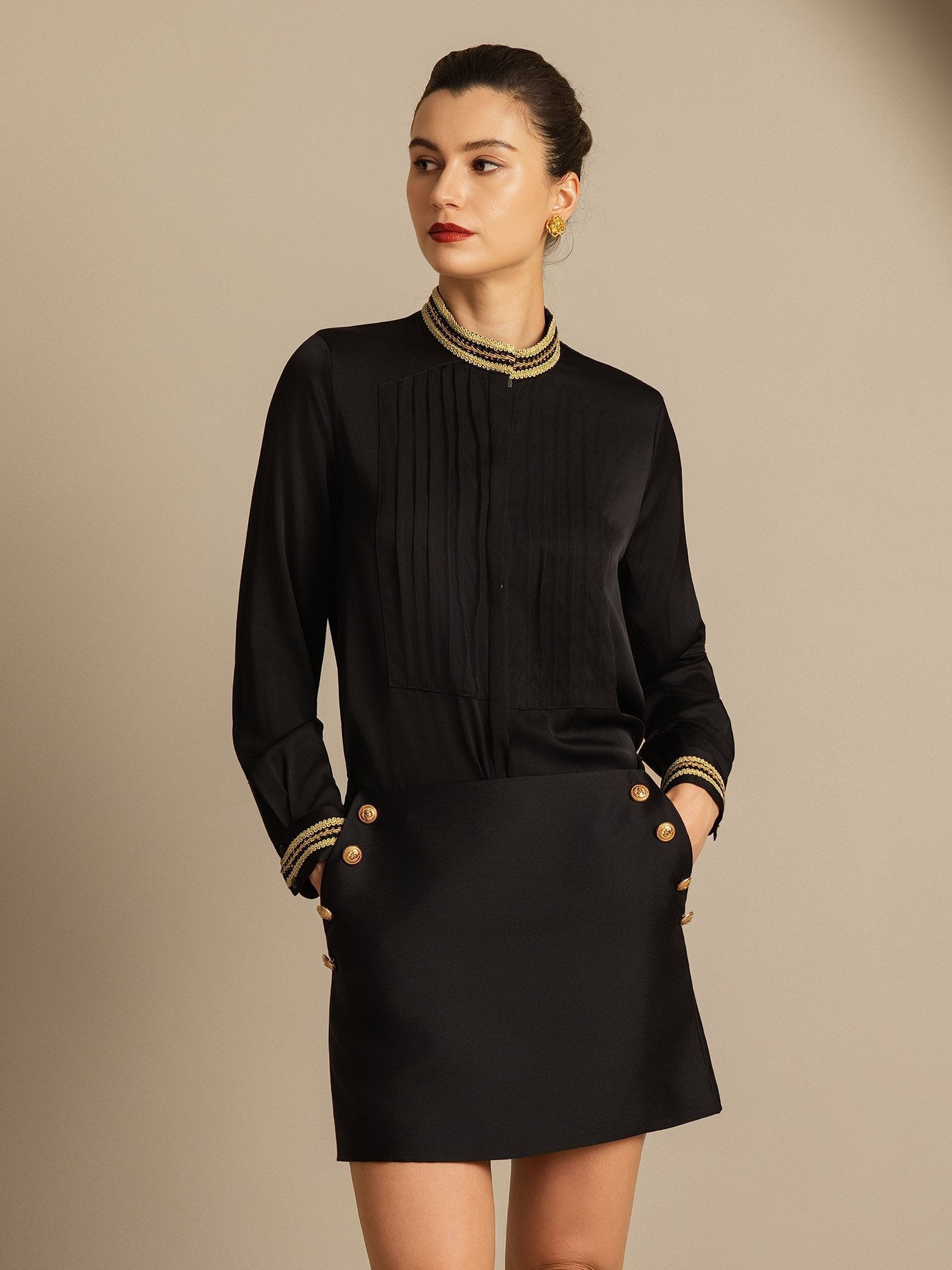 [Black] SilkSilky-AU 32Momme Wool Skirt 008,