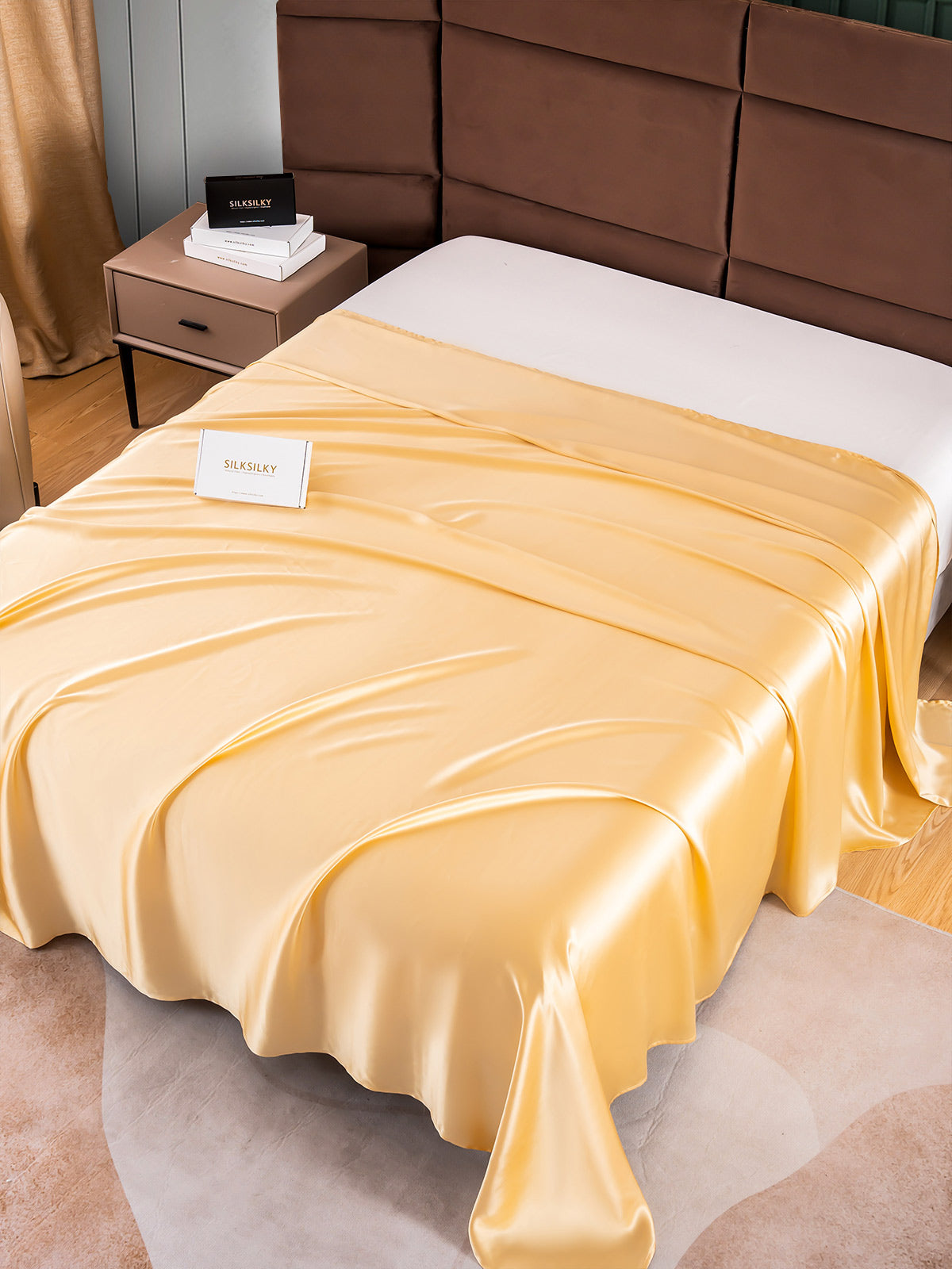 SilkSilky AU 25Momme Pure Silk Sheet Champagne 002