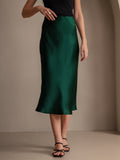 SilkSilky-AU 19Momme Pure Silk Skirt DarkGreen 001