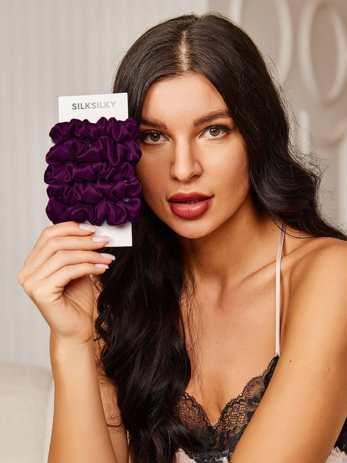 [Deep Purple] SilkSilky-AU 19Momme Pure Silk Scrunchie 002