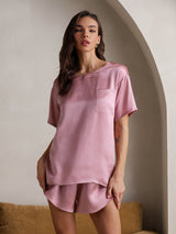 [Pale Mauve] SilkSilky-AU Short Sleeve Round Neck Women's Pyjamas 004