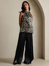 [Leopard] SilkSilky-AU 19Momme Silk Womens T-Shirt 006,