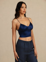 [Dark Blue] SilkSilky-AU Spaghetti Strap V Neck Camisole 002