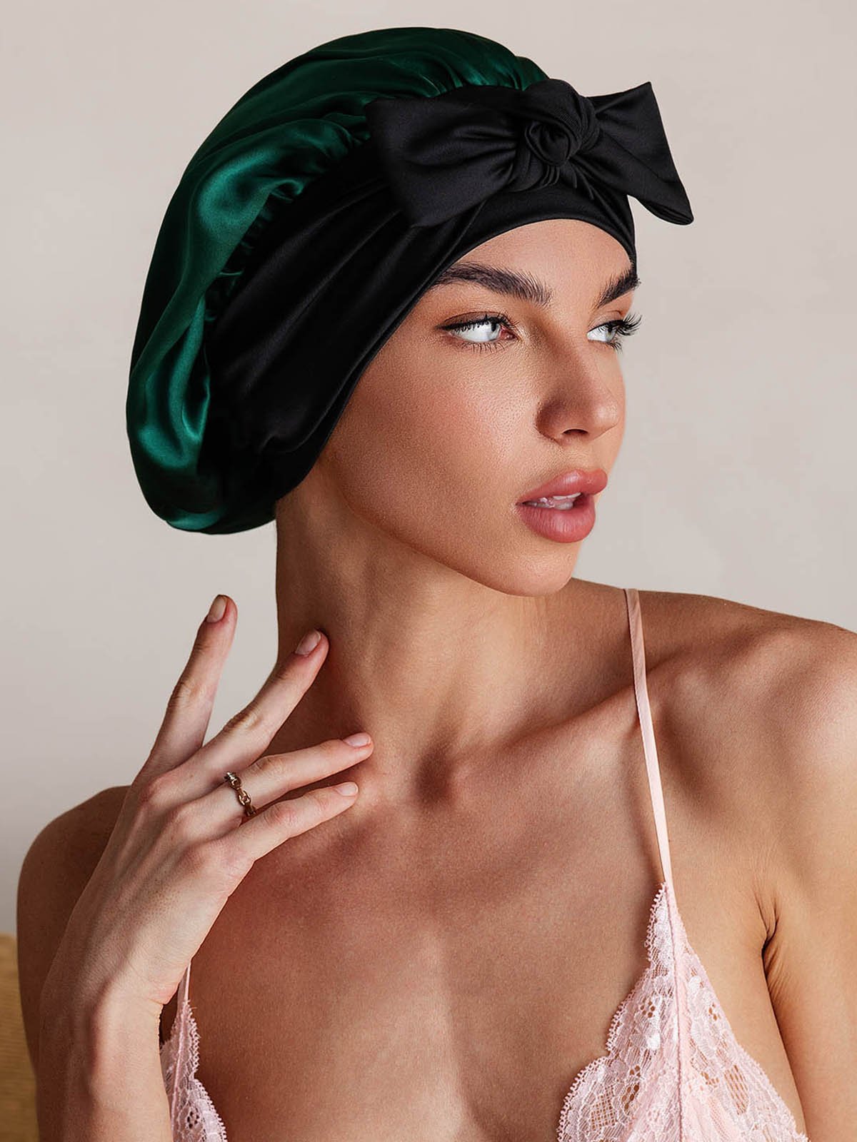 [Dark Green] SilkSilky-AU Sleep Cap 001