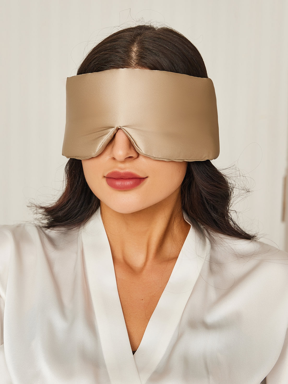 [Beige] SilkSilky-AU 19Momme Pure Silk Eye Mask 001