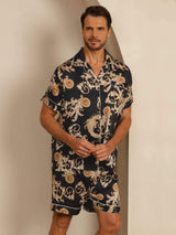 [Black Dragon] SilkSilky-AU Short Sleeve Lapel Collar Men's Pyjamas 004