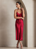 SilkSilky-AU Pure Silk Sleeveless Round Neck Dress Wine 006