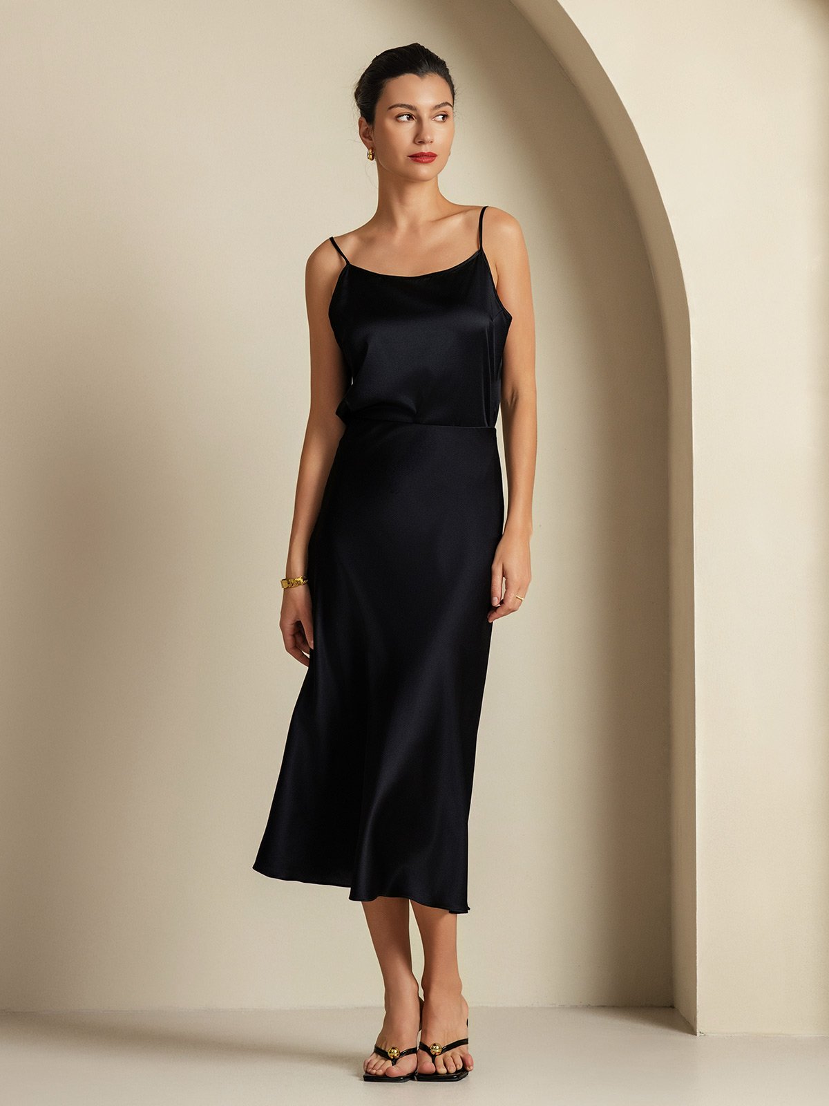 [Black] SilkSilky-AU 19Momme Pure Silk Womens Outfit Sets 005,