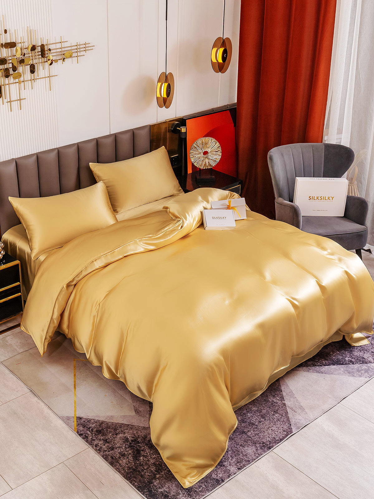 SilkSilky AU 19Momme Pure Silk Bedding Set Champagne 003