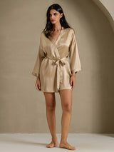 [Champagne Gold] SilkSilky-AU 3/4 Sleeve Women's Dressing Gown 005