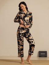 [Black Dragon] SilkSilky-AU Long Sleeve Lapel Collar Women's Pyjamas 003