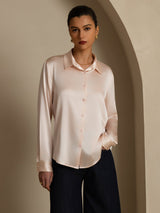 [Light Pink] SilkSilky-AU Long Sleeve Lapel Collar Women's Shirt 001