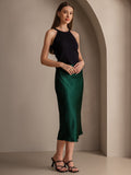 SilkSilky-AU 19Momme Pure Silk Skirt DarkGreen 005