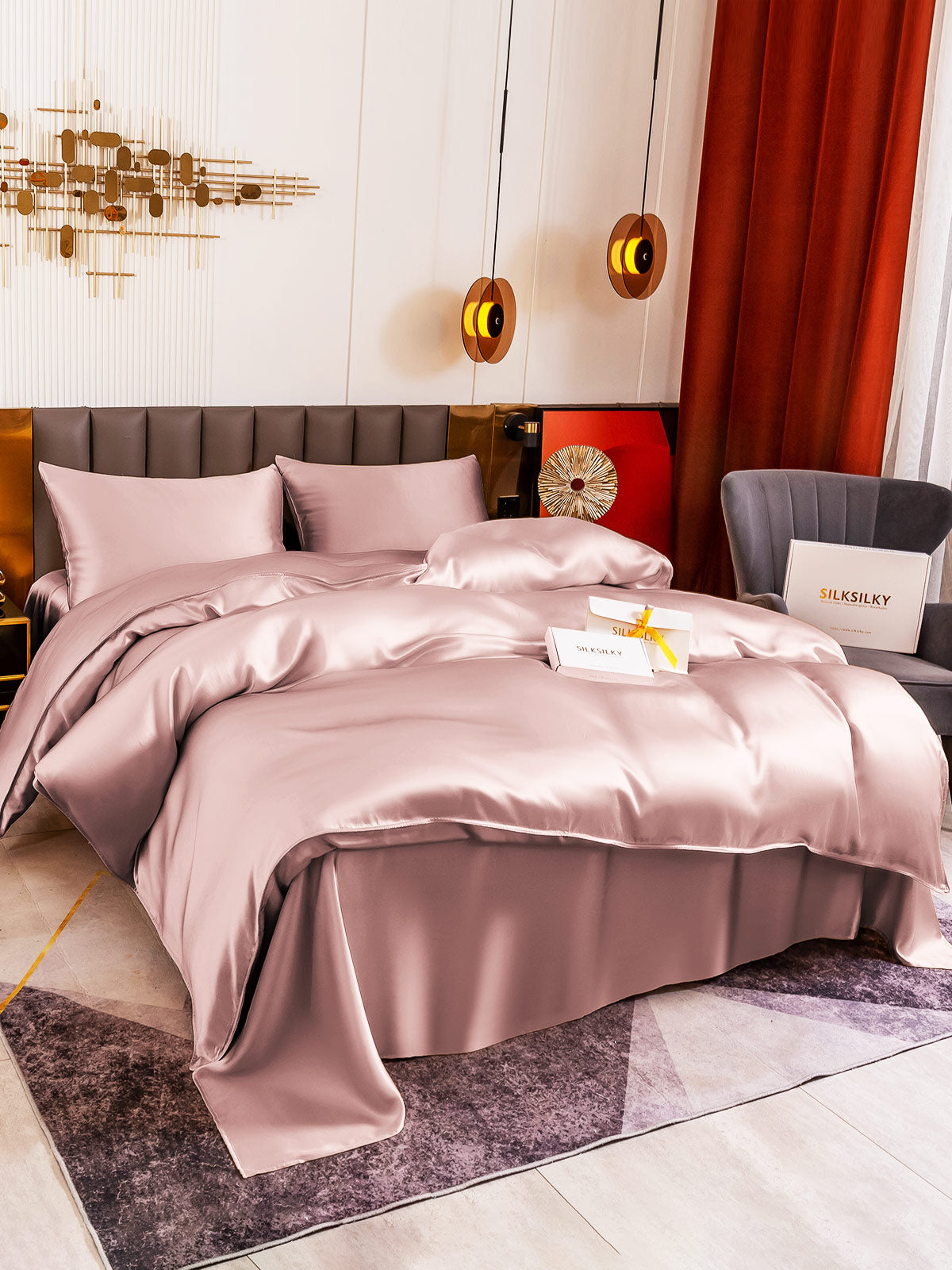 SilkSilky AU 19Momme Pure Silk Bedding Set PaleMauve 003