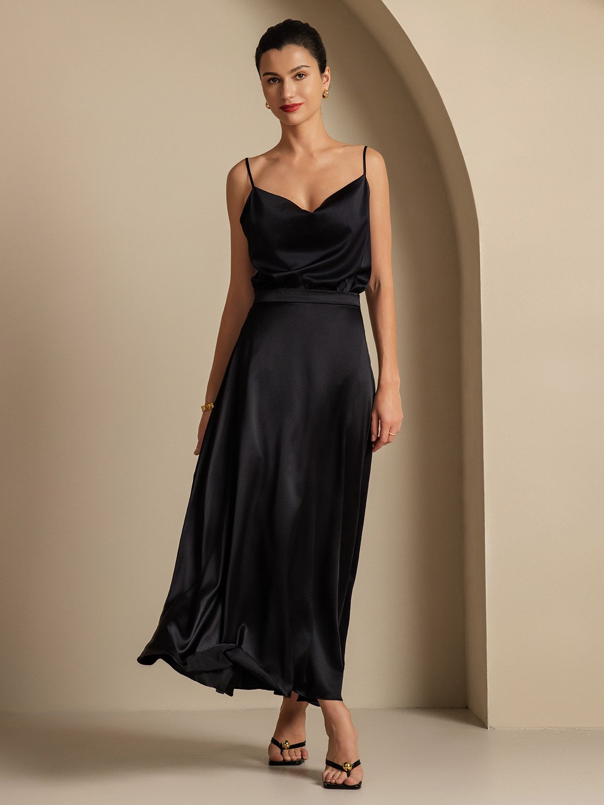 [Black] SilkSilky-AU 19Momme Silk Skirt 005