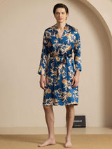[Navy Dragon] SilkSilky-AU Long Sleeve Men's Dressing Gown 007