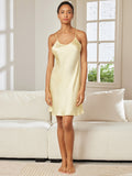 SilkSilky-AU Pure Silk Sleeveless Boat Neck Nightgown LightYellow 004