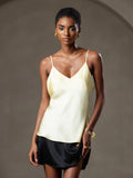 SilkSilky AU Pure Silk Sleeveless V Neck Camisole LightYellow 003