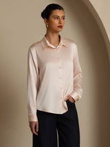 [Light Pink] SilkSilky-AU Long Sleeve Lapel Collar Women's Shirt 006