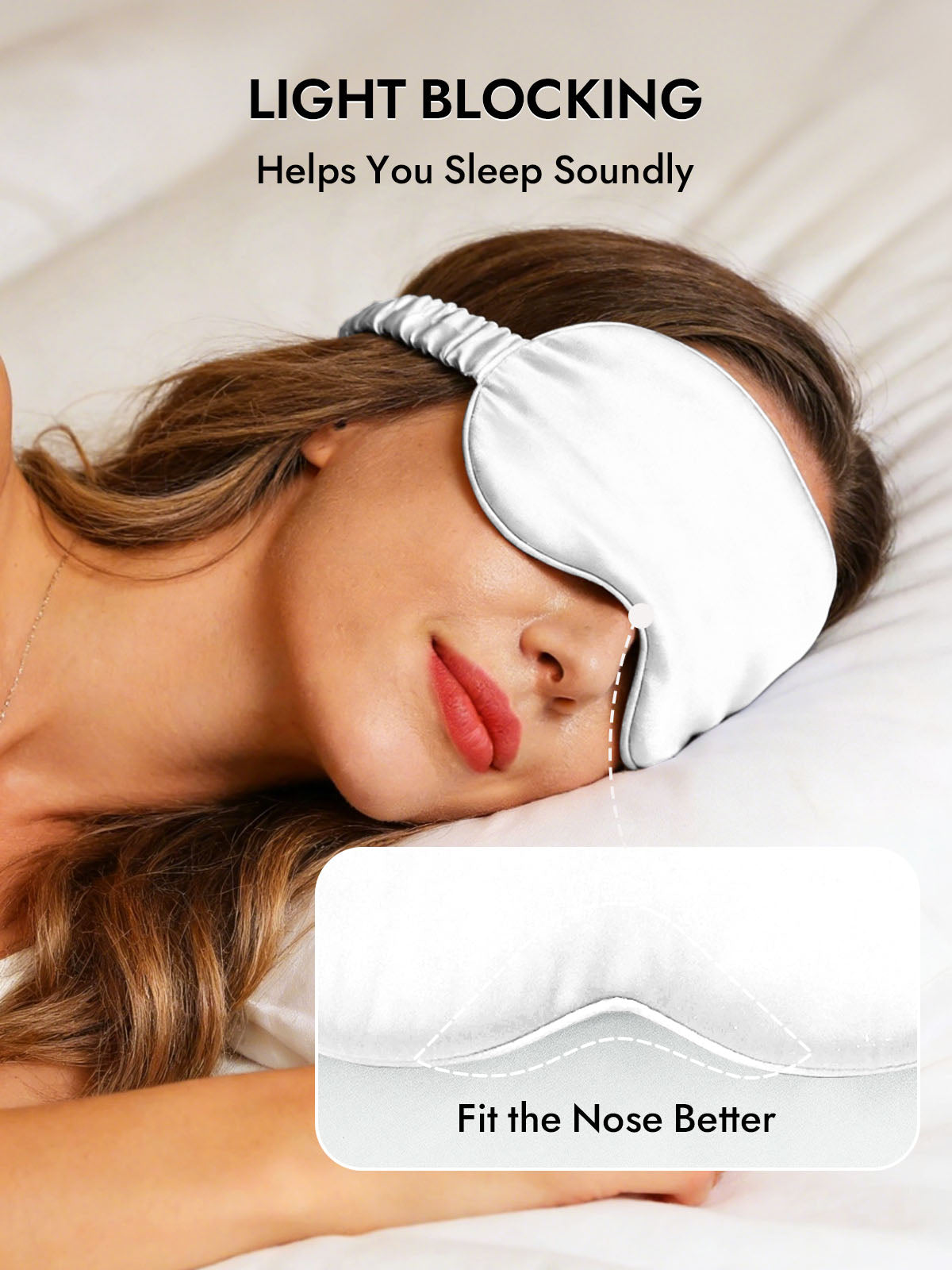 [White] SilkSilky-AU 19Momme Pure Silk Eye Mask 003