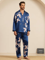 [Dark Blue] SilkSilky-AU Long Sleeve Lapel Collar Men's Pyjamas 003