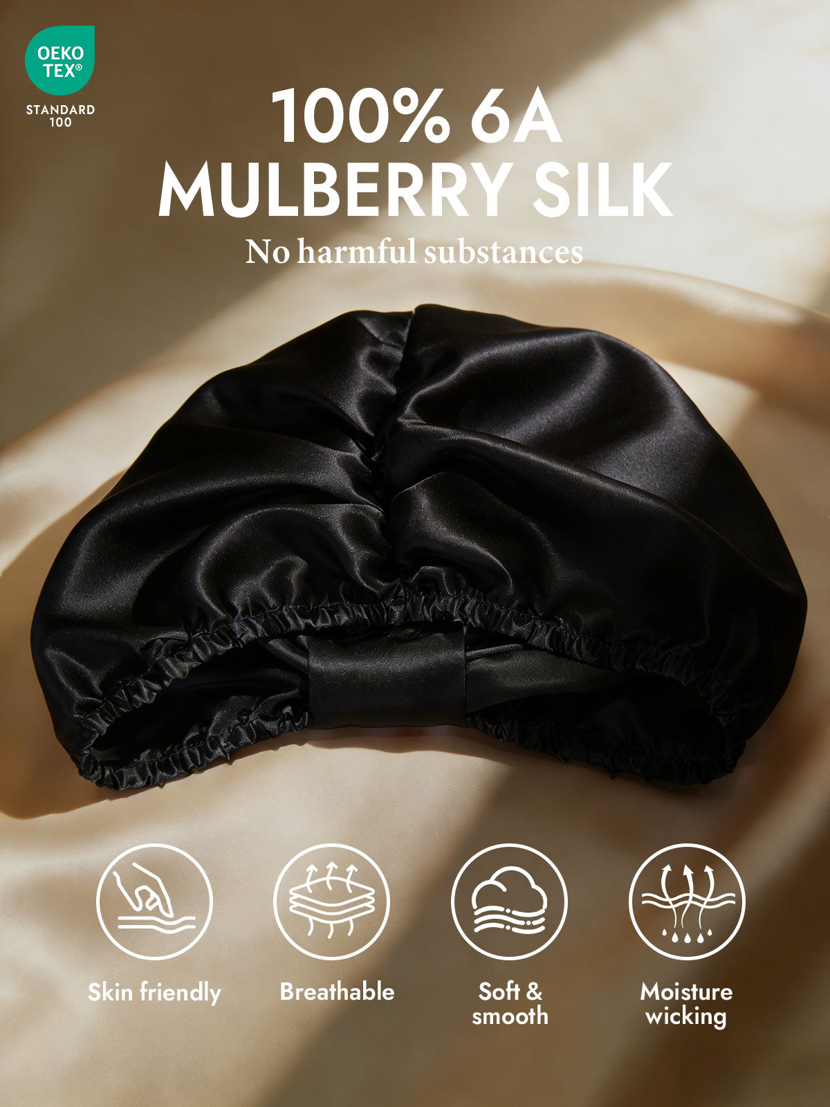 [Black] SilkSilky-AU Sleep Cap 002