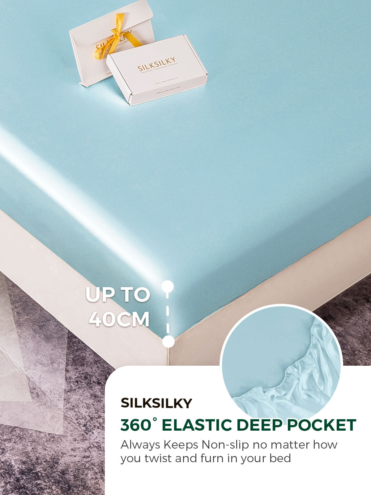 [Light Blue] SilkSilky-AU 19Momme Pure Silk Sheet 004