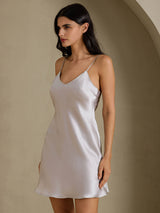 [Gray] SilkSilky-AU Sleeveless V Neck Nightgown 006