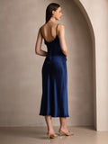 SilkSilky-AU Pure Silk Sleeveless Round Neck Dress DarkBlue 002