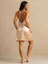 [Light Pink] SilkSilky-AU Spaghetti Strap V Neck Nightgown 002