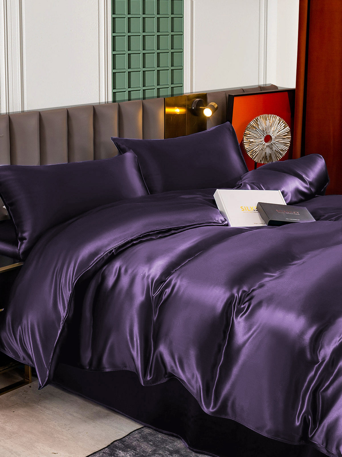 SilkSilky AU 25Momme Pure Silk Bedding Set DeepPurple 005