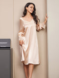 SilkSilky AU Pure Silk Long Sleeve Nightgown Champagne 003