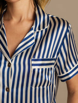 [Dark Blue] SilkSilky-AU Pure Silk Notch Collar Women's Pyjamas 007,