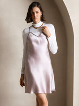 [Lavender] SilkSilky-AU Spaghetti Strap V Neck Dress 004