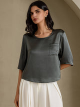 [Dark Gray] SilkSilky-AU Half Sleeve Women's T-Shirt 001