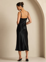 [Black] SilkSilky-AU Sleeveless V Neck Dress 002