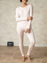[Light Pink] SilkSilky-AU Long Sleeve Round Neck Women's Long Johns 004