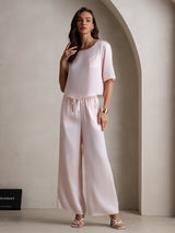 [Pink] SilkSilky-AU Half Sleeve Round Neck Women's Pyjamas 003
