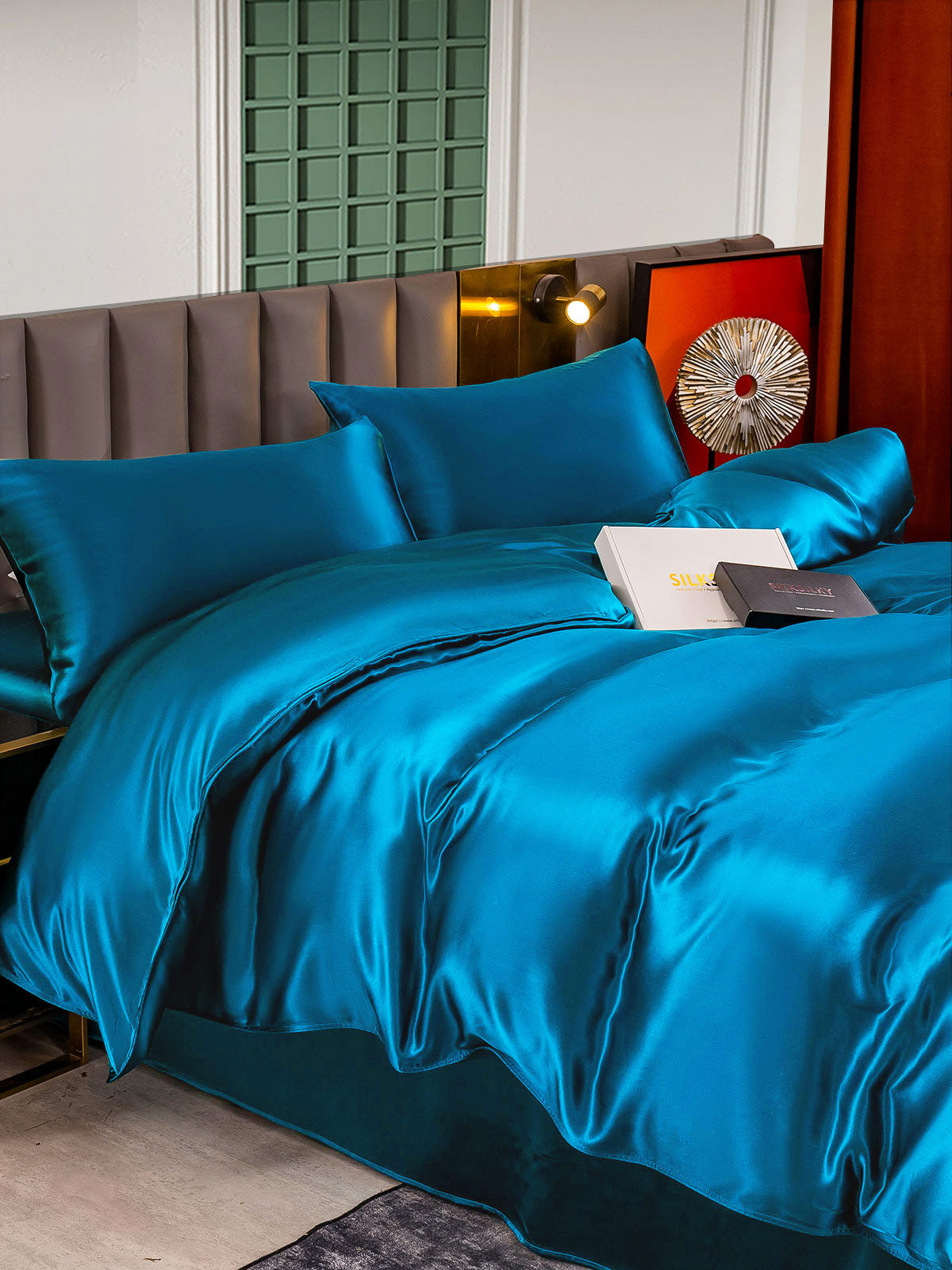 [Teal] SilkSilky-AU 25Momme Pure Silk Bedding Set 005