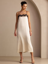 [Brown Rice] SilkSilky-AU Spaghetti Strap Square Neck Dress 006